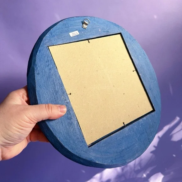 Vintage Blue Celestial Wooden Moon Wall Mirror - Picture 4 of 4